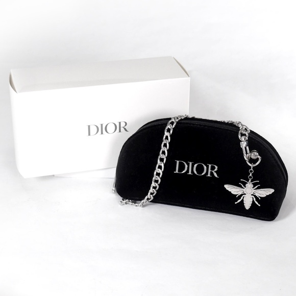 DIOR Bag Black Velvet Zipper NEW BOX - Picture 1 of 7